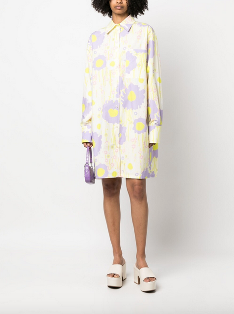 Sportmax Baldi Floral Cotton Poplin Shirt Dress