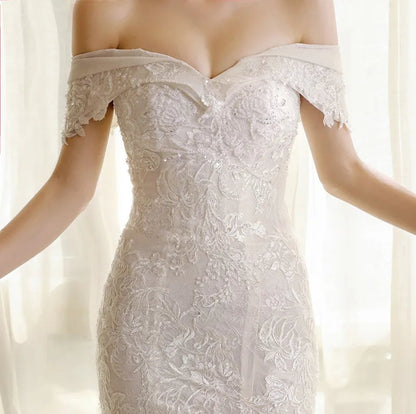 Boho Sweetheart Lace Lace Up Back Mermaid Wedding Dress