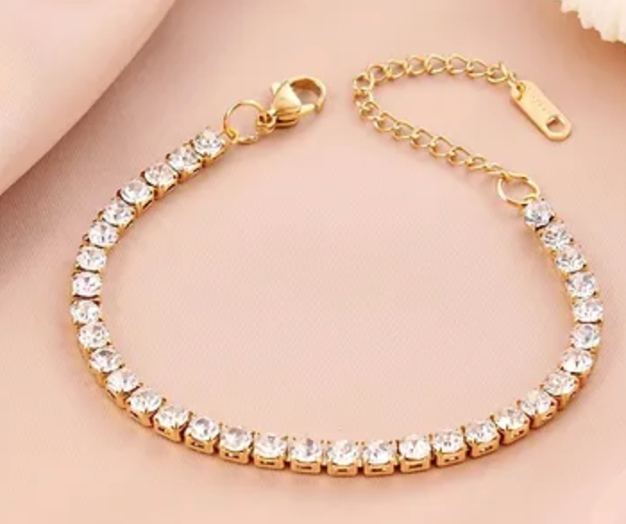 X Bracelet Tennis Crystal and Gold