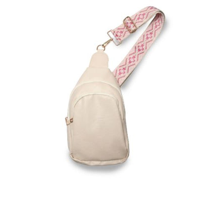 Vegan Leather Crossbody Shoulder Sling Bag with Printed Adjustable Strap