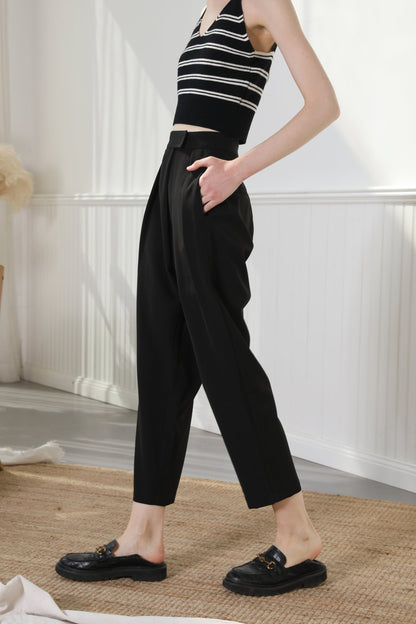 Super High Waisted Cropped Pants Black