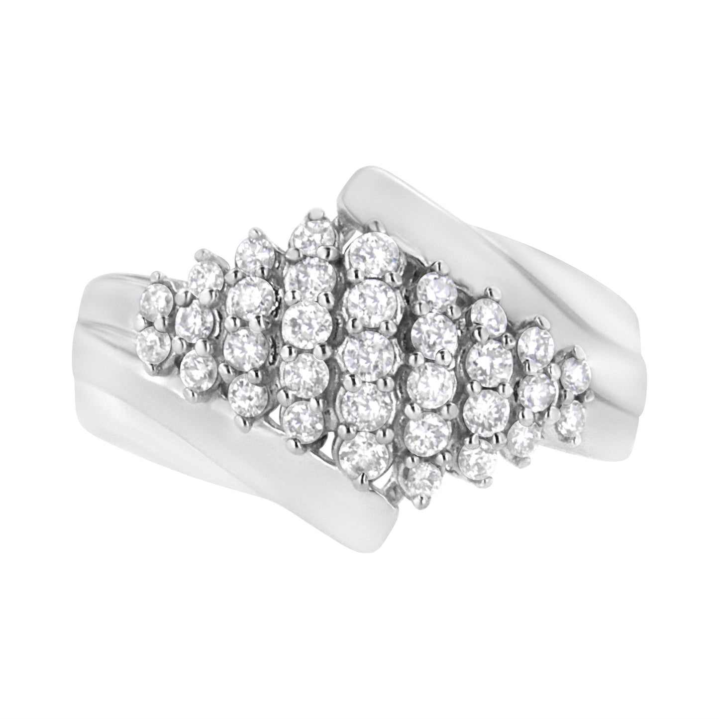 .925 Sterling Silver 1/2 Cttw Lab Grown Diamond Cluster Ring (F-G Color, Vs2-Si1 Clarity) - Size 7