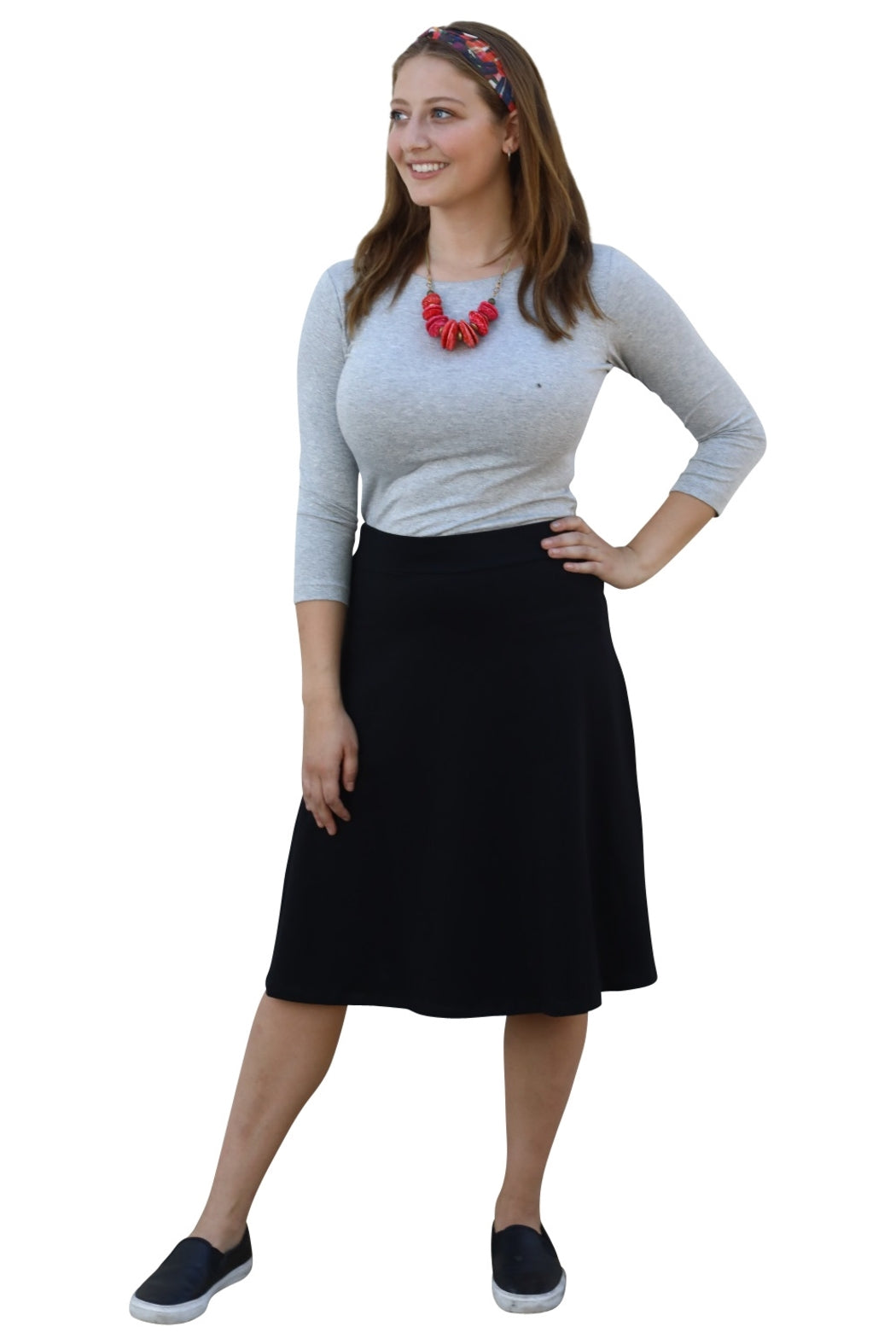 A-line Cotton Lycra Knee Length Skirt for Women