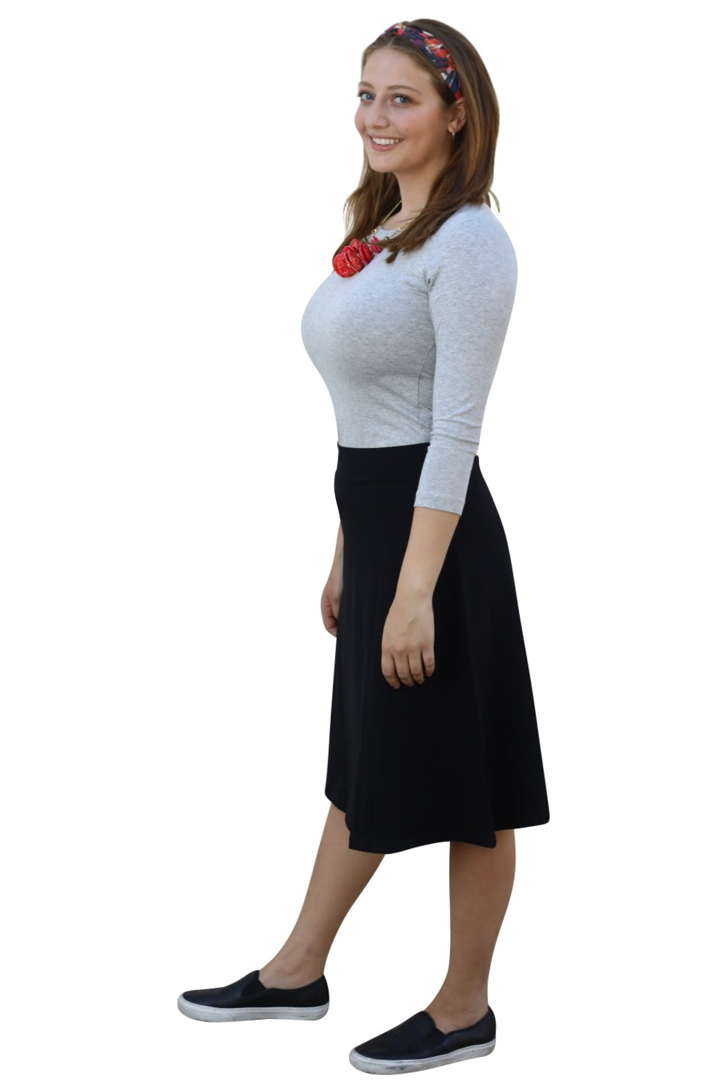 A-line Cotton Lycra Knee Length Skirt for Women
