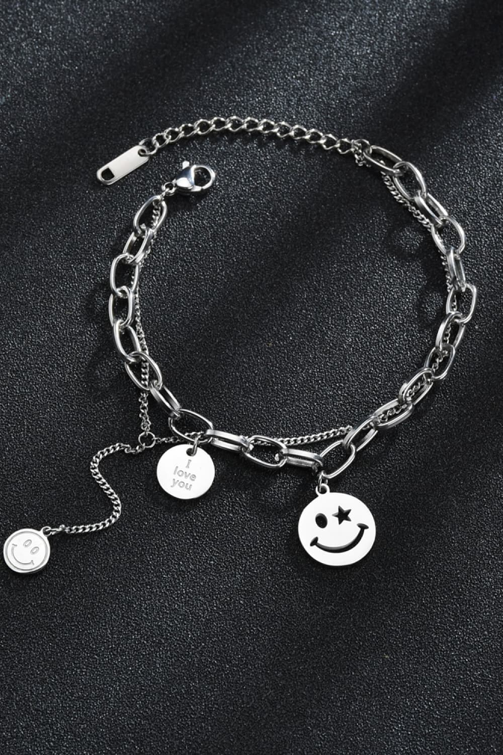 Smiley Face Chunky Chain Bracelet