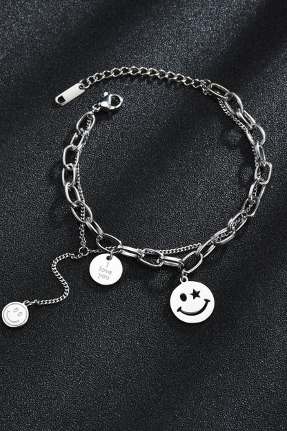 Smiley Face Chunky Chain Bracelet