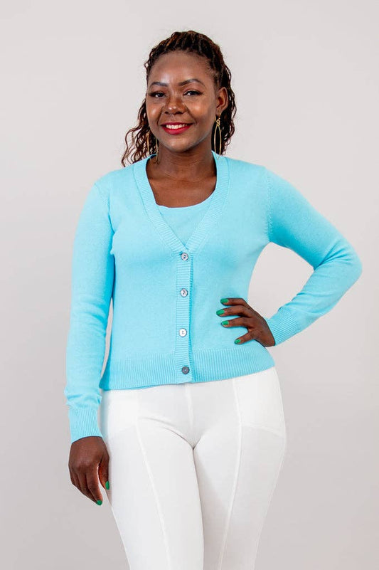 Tellie Cardigan, Turquoise Size XL