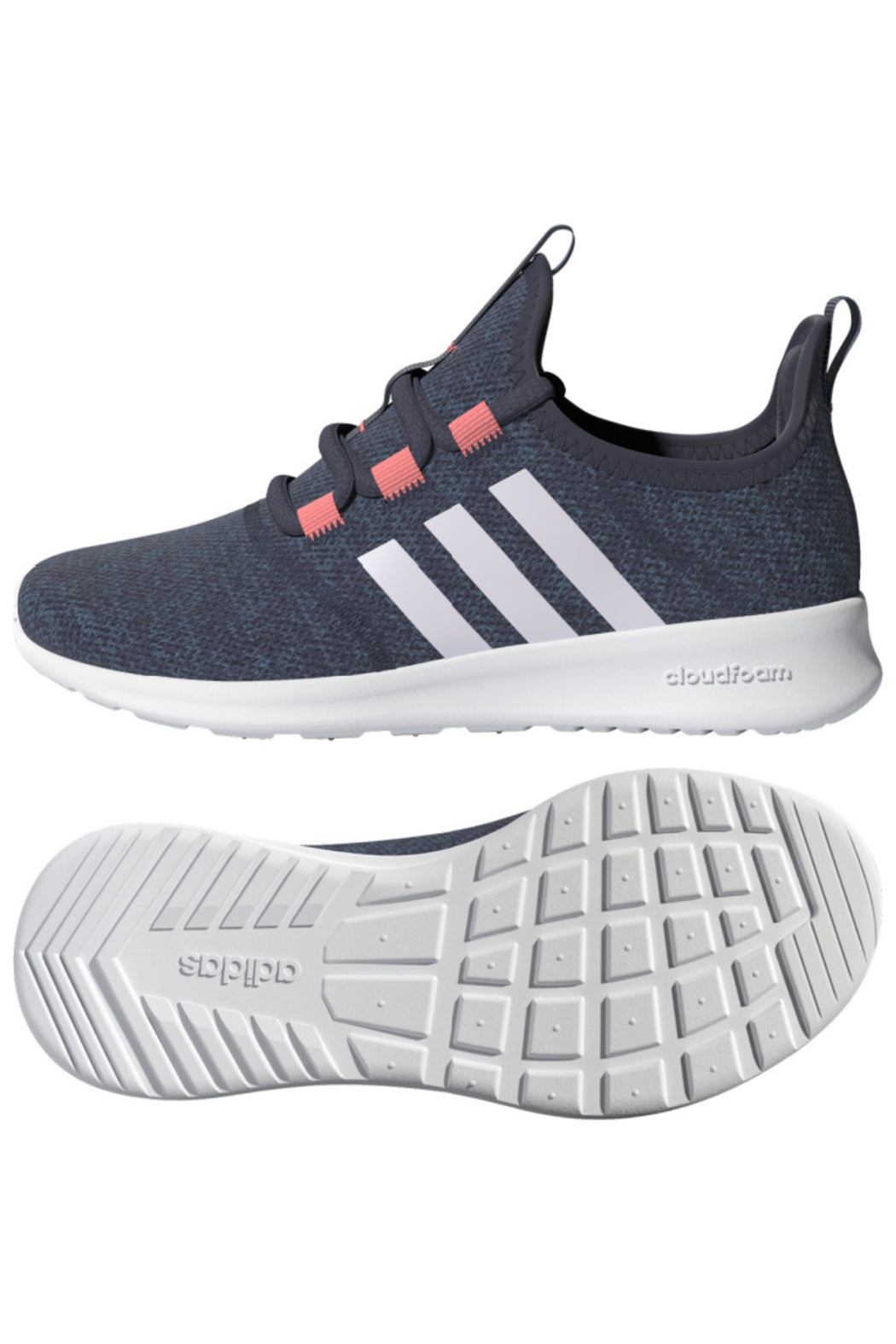 Adidas Girls Cloudfoam Pure K 2.0 in Shadow Navy/ Future White/ Acid Red