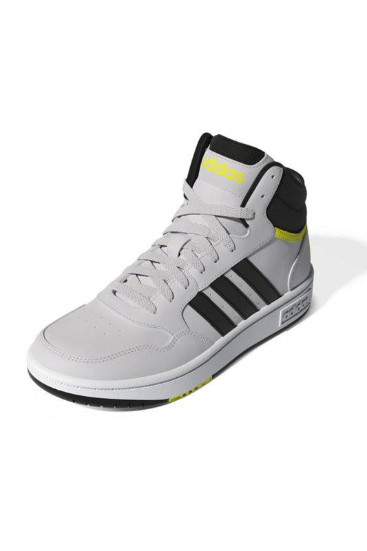 Adidas Hoops Mid 3.0 in FTWR WHITE/CORE BLACK/BEAM YELLOW