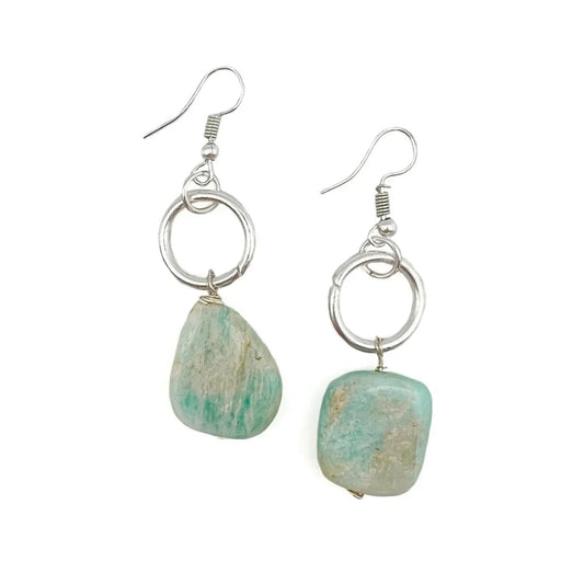 Amazonite Earrings- Sterling Silver Plated
