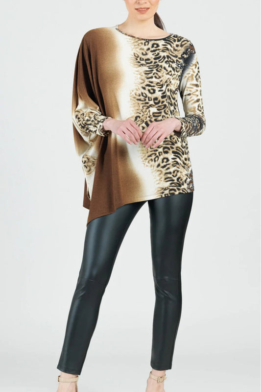 Animal-Ombre Angle-Hem Top