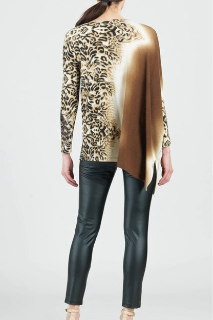 Animal-Ombre Angle-Hem Top