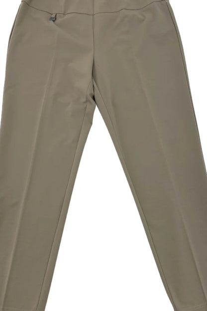 ANKLE PULL ON PANT - truffle and ecru