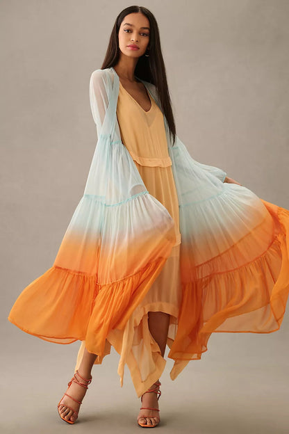 Ombré Tiered Sheer Kimono