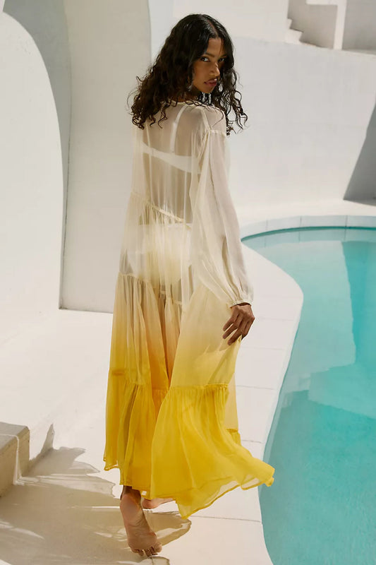 Ombré Tiered Sheer Kimono