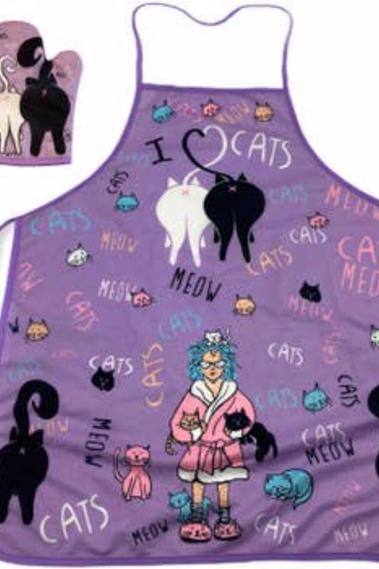 Apron and Mitt-MEOW, MEOW, MEOW.