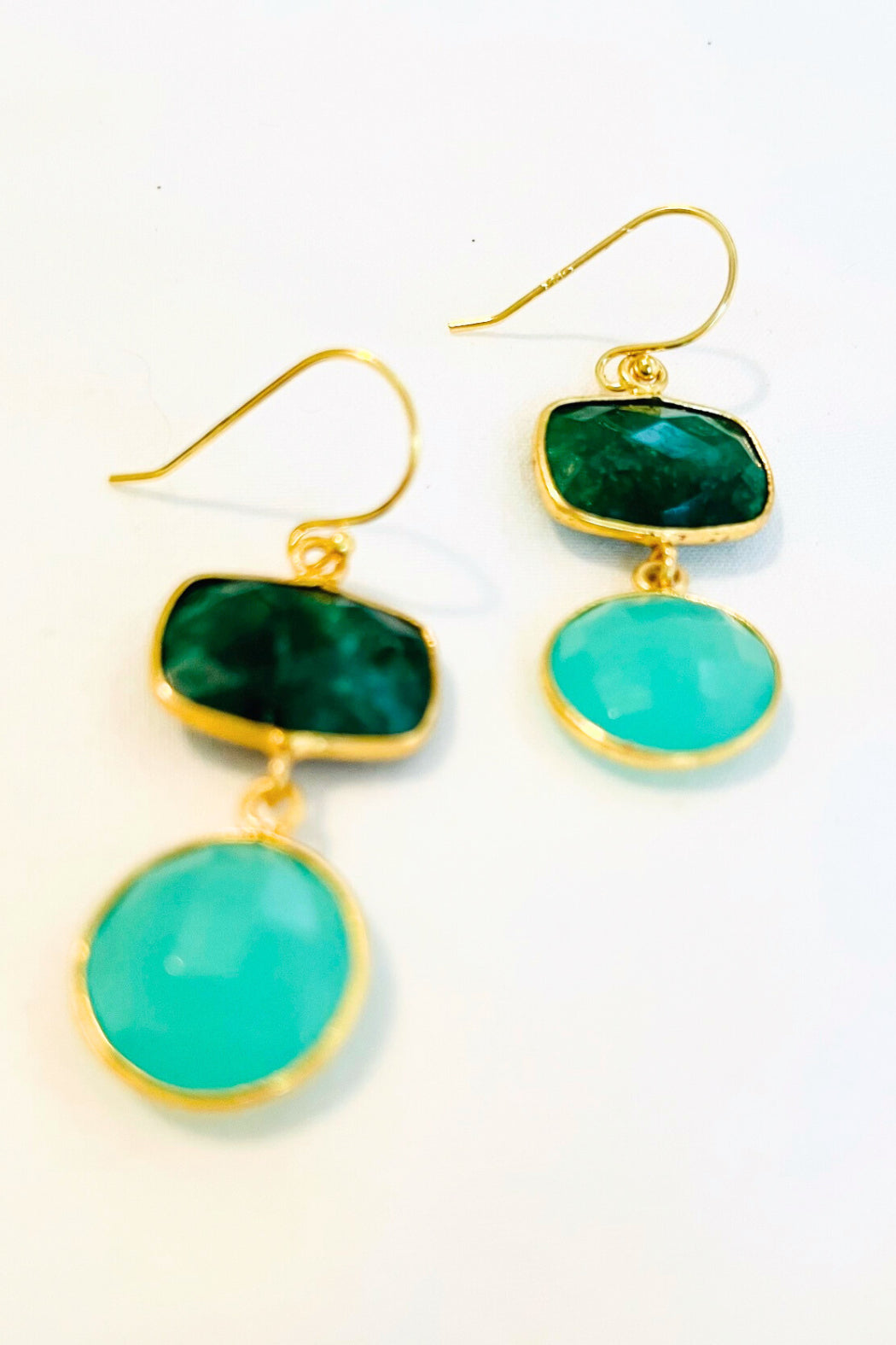 Artistic Multi-Gem Drop Earrings