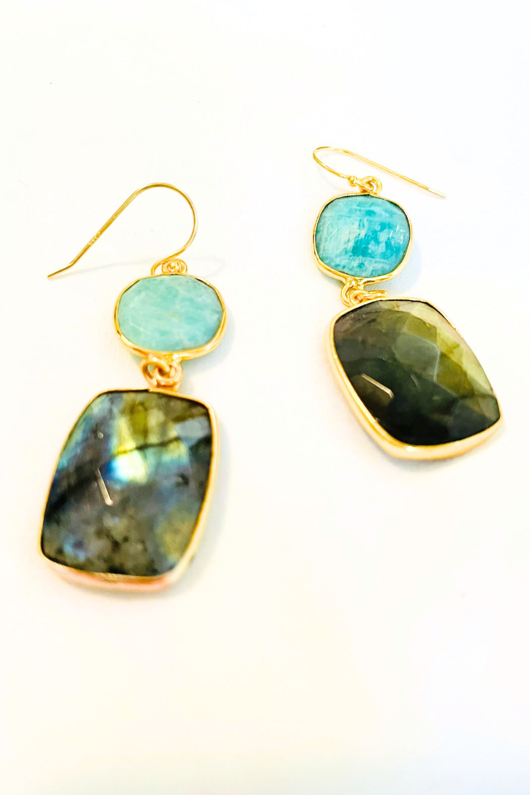 Artistic Multi-Gem Drop Earrings