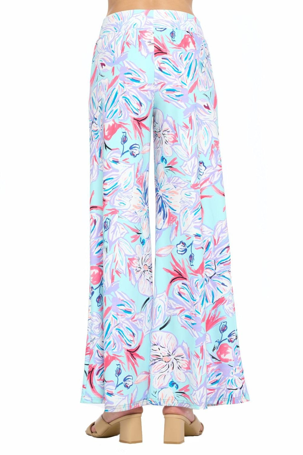 Aqua Floral Wide Leg Pant