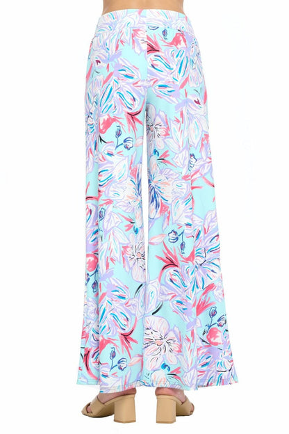 Aqua Floral Wide Leg Pant