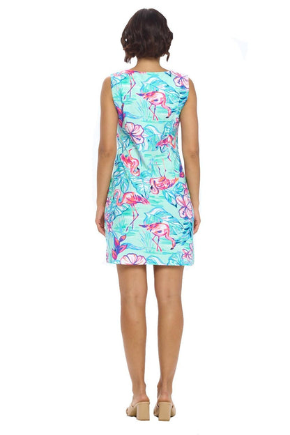 Aqua Split Neck Dress