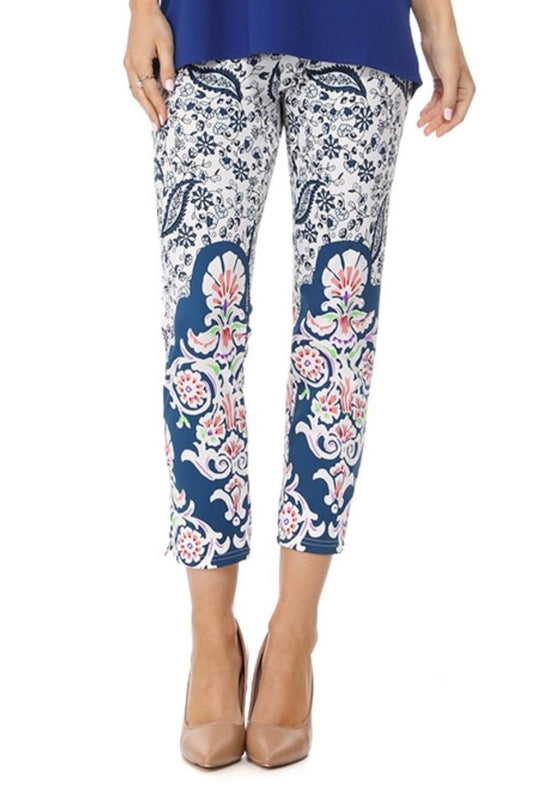 Blue Paisley Cropped Legging