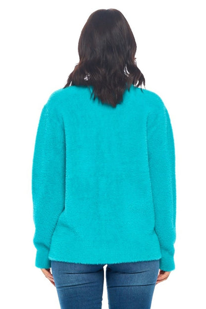 Open Front Fuzzy Sweater