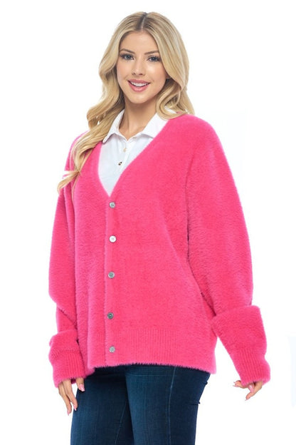 Open Front Fuzzy Sweater