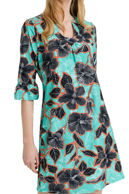 Teal Floral Shift Dress