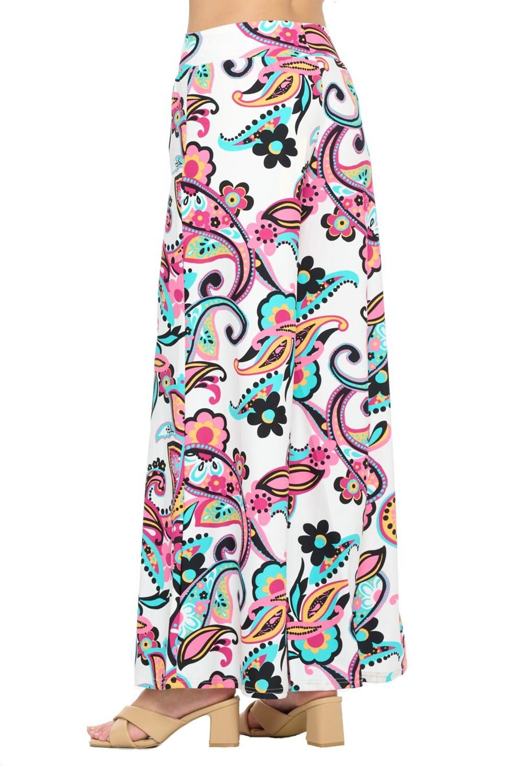 White Paisley Palazzo Pant