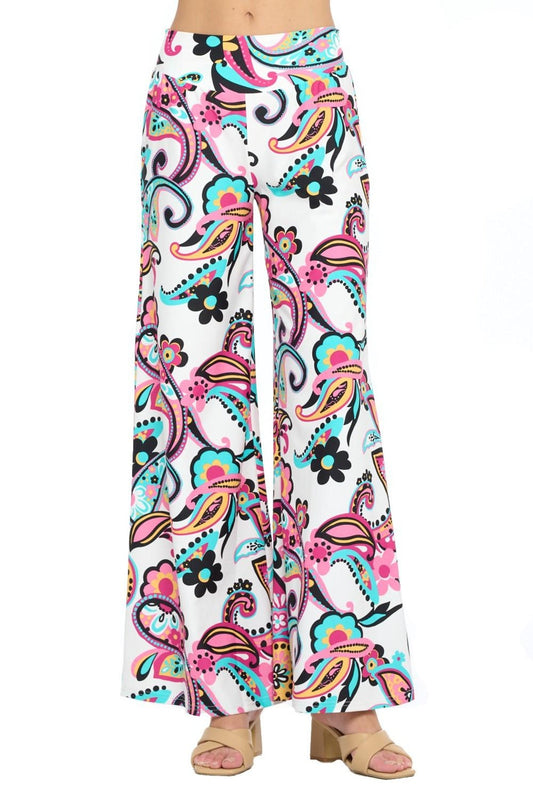 White Paisley Palazzo Pant