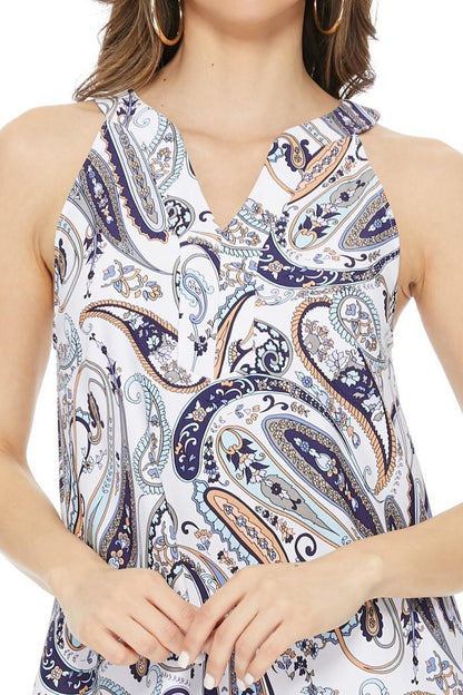 White Paisley Sleeveless Dress