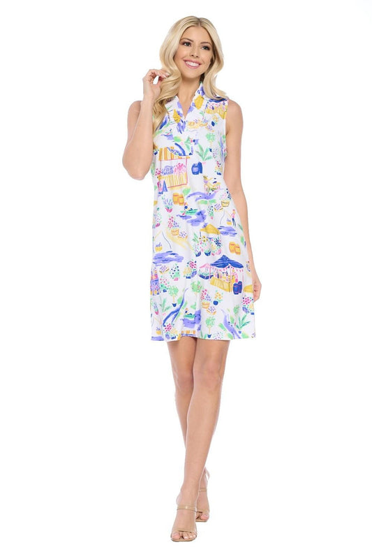 White Ruffle Neck Dress