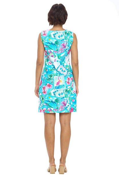 White Split Neck Dress