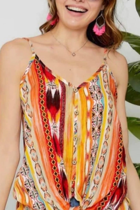 Aztec Print Front Tie Top