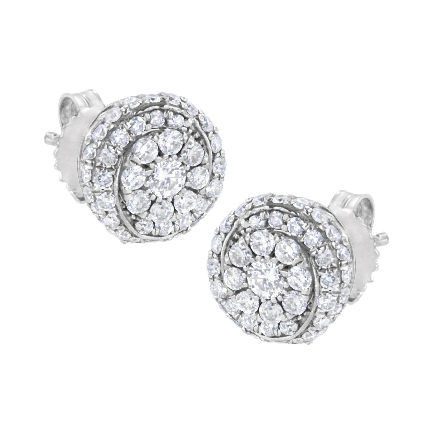 Sterling Silver 1 Cttw Lab Grown Diamond Cluster Stud Earring (F-G Color, Vs2-Si1 Clarity)