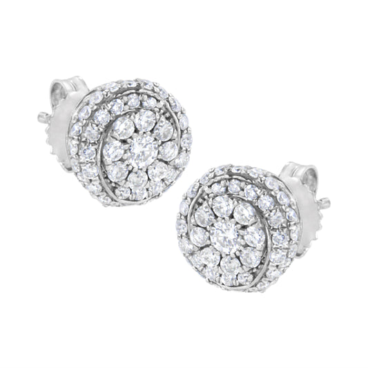 Sterling Silver 1 Cttw Lab Grown Diamond Cluster Stud Earring (F-G Color, Vs2-Si1 Clarity)