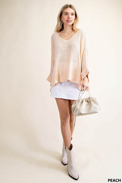 6405   Rebecca V-Neck Light Sweater Top -Reg & Plus!