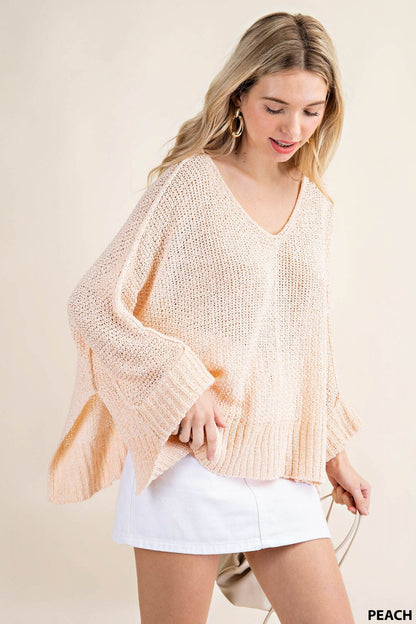 6405   Rebecca V-Neck Light Sweater Top -Reg & Plus!