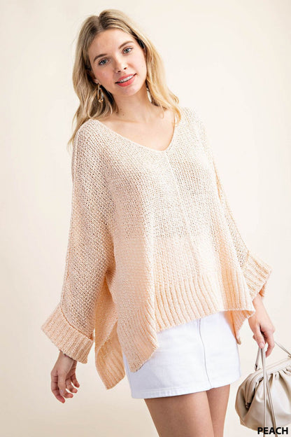 6405   Rebecca V-Neck Light Sweater Top -Reg & Plus!