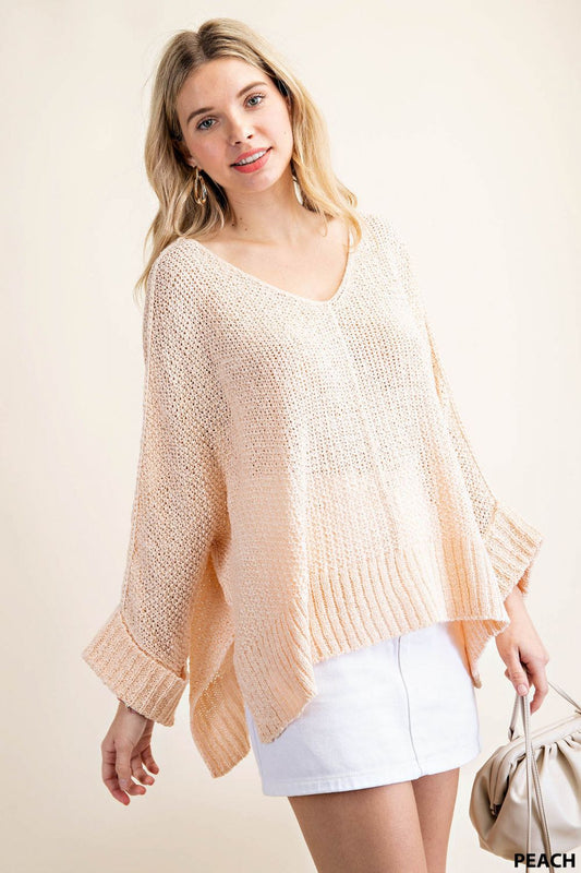 6405   Rebecca V-Neck Light Sweater Top -Reg & Plus!
