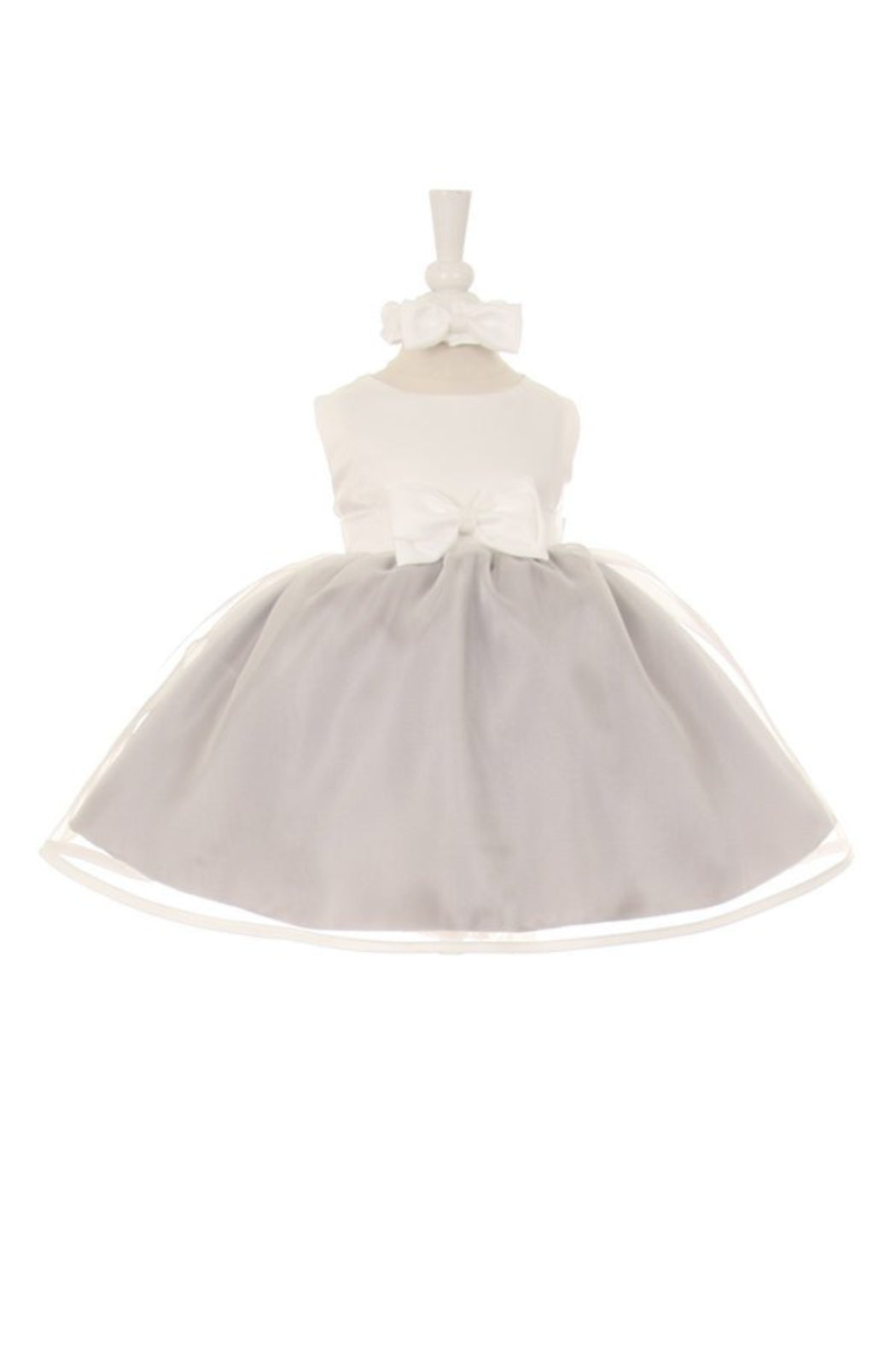 Baby Girls Silver & Ivory Short Dress