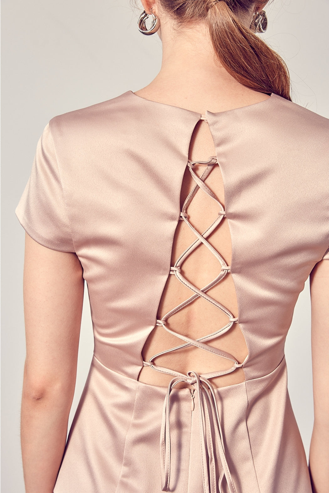 Back Open Criss Cross Detail Mini Dress
