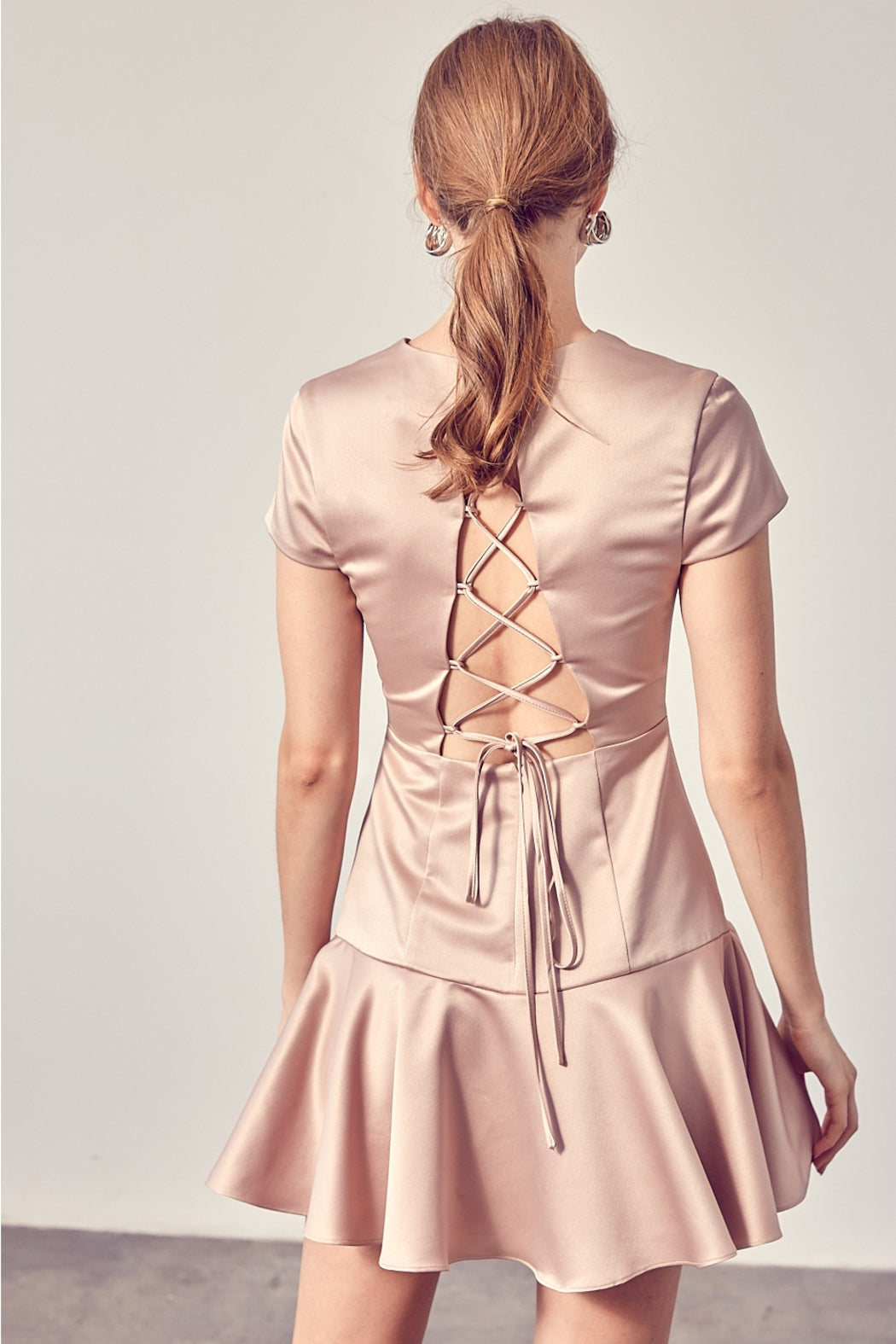 Back Open Criss Cross Detail Mini Dress
