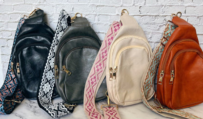 Vegan Leather Crossbody Sling Bag with Credit Card Slots