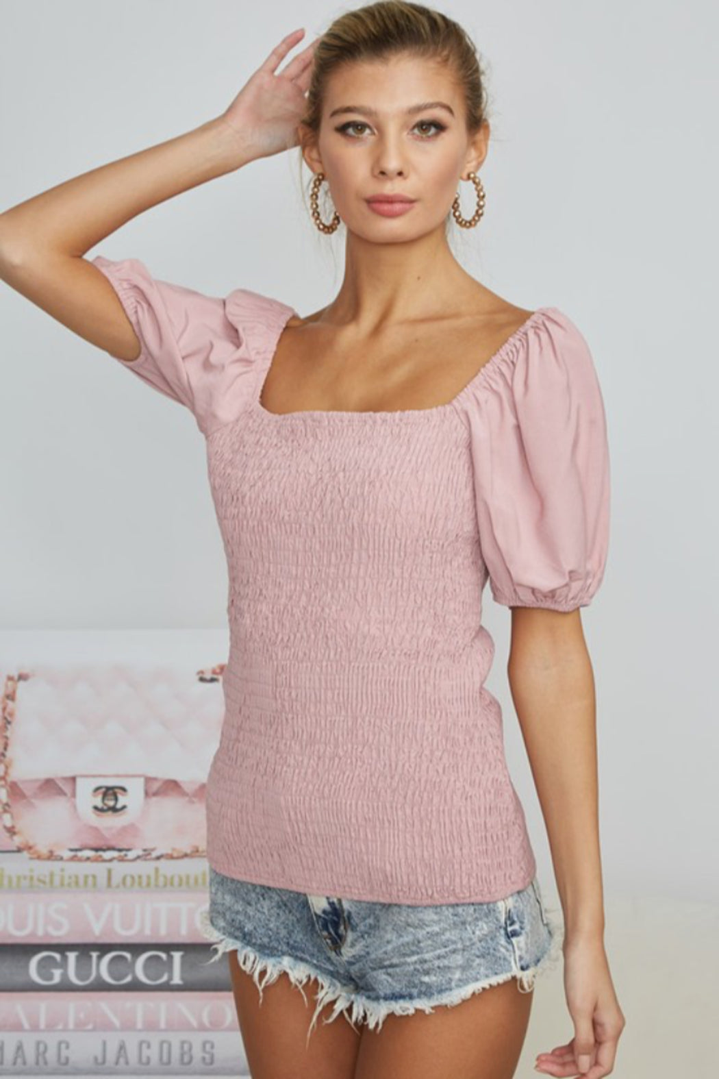 Balloon Sleeve Smocked Body Top