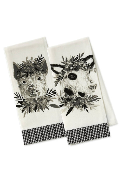 Barn Animals Embellished Dishtowels