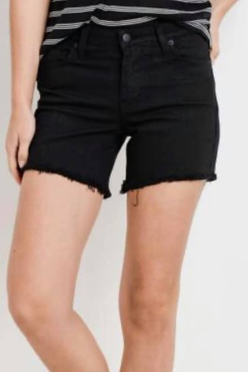 Basic Denim Shorts with Unfinished Hem