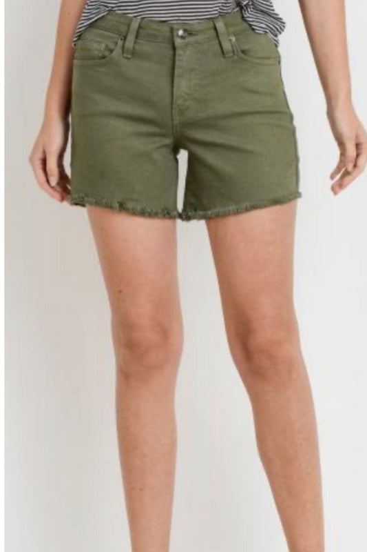 Basic Denim Shorts with Unfinished Hem