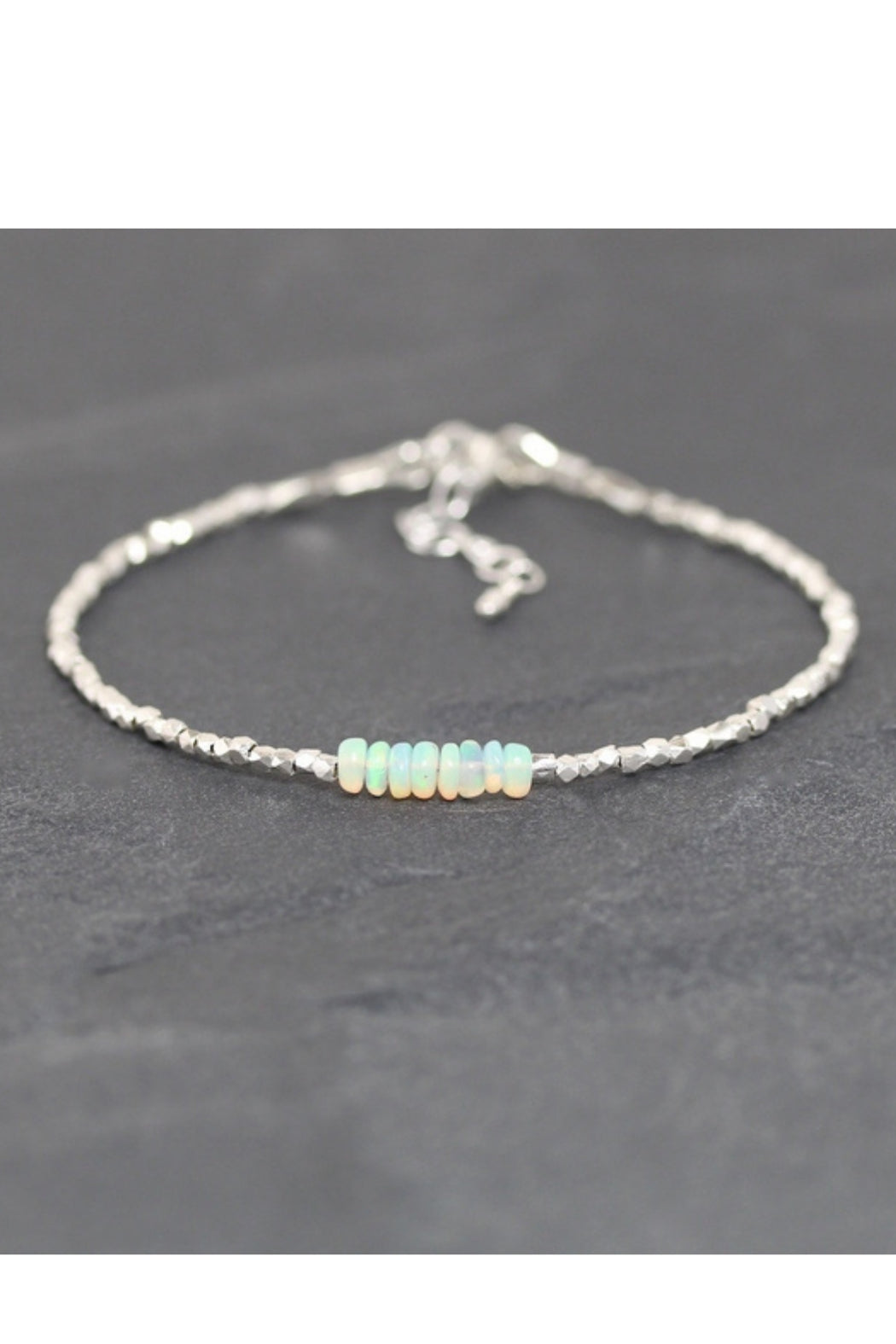 Beaded Gemstone Bracelet Hill Tribe Silver Bracelet